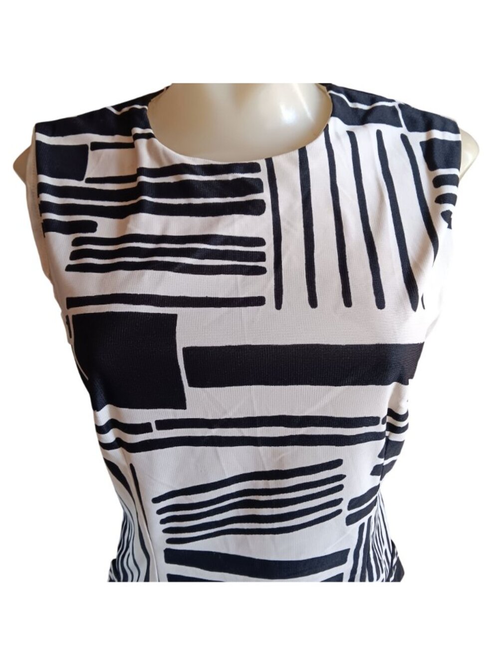 Vintage Jackie-O Dress 6/8 Small 60's Mod Geometric Print Sleeveless Sheath Mod - Picture 4 of 7